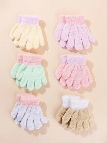 1 Paar Kleinkind Mädchen einfarbige minimalistische dicke warme Fleece Fäustlinge, 1-3 Jahre, Herbst/Winter