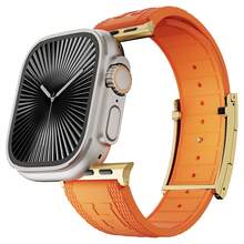 CRAZYGRASS Soft And Versatile Men's Silicone Watch Band, Simple And Easy To Match, With A Magnetic Clasp And Waterproof Design. Suitable For Apple Watch Sport Bands, Compatible With 44mm/45mm/46mm/49mm Sizes, Designed For Apple Watch Series 9/8/7/6/5/4/3/2/1/SE/Ultra. - 橘色 - 查看 7