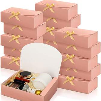 Navy Blue Gift Box With Lid, Blue Kraft Gift Box, Bridesmaid Proposal Box With Ribbon , For Wedding, Packaging, Gifts, Birthday, Cupcake Boxes,Valentine's Day Gift Box