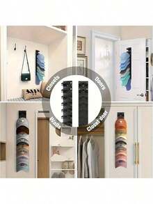 Baseball Cap Organizer 1/2Piece, Wall Mounted Hat Rack With Strong Adhesive, Holds Up To 10 Hats(2-Piece Set Holds 20 Hats), Hangs On Wall, Behind Door, Door Frames, Closet, Can Be Displayed And Stored, Beautiful And Practical, Hat Organizer Multi-Layer Two Mounting Methods (Black) - 2件 - 查看 10