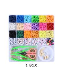 Bohemian Style Polymer Clay Bead Set, Mixed Shapes And Colors, Flat Round Polymer Clay Bead Set, Suitable For Jewelry Making, Friendship Bracelet Making - Polymer Clay Set - View 12