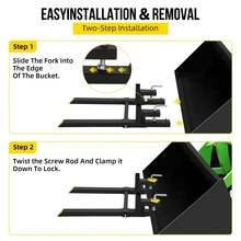 Accesorio de Horquillas para Palés de 43 Pulgadas con Barra Estabilizadora Ajustable, para Tractor y Skid Steer - Negro - Ver 4