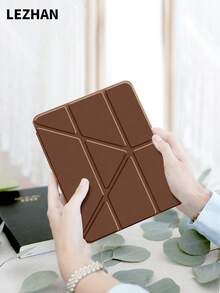 1pc Solid Color, Coffee Pattern Flat Tablet Protective Case, Y-Fold Tablet Stand Protective Shell, Compatible With Apple IPad 10.2 Inch, IPad 11 2021/2020/10th Gen, IPad (A16) 11 Inch 11th Gen 2025/9th/10th Gen, With Pencil Slot, Anti-Drop, Christmas Gift / Xmas Gift / New Year 2026 - Multicolor - View 3