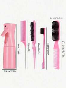 5/3pcs Curly Hair Brush Comb Scalp, Hollow Out Detangling Hair Comb, Rat Tail Comb, Teasing Hair Brush, Edge Control Hair Brush, Hairdressing Spray Bottle 200ml, Mist Spray Bottle For Hair, Refillable Plant Mister Spray Bottle Plastic Fine Water Mister For Hairstyling, Cleaning, Misting, Pet Care & Skin Care ,Hair Styling Kit ,Hairstyling Set - Multicolor - View 11