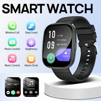 这款热门智能手表采用1.83英寸全触控高清屏幕，支持无线通话、短信提醒、闹钟提醒、多种运动模式、遥控拍照等功能，是一款多功能智能手表，兼容安卓和iOS系统智能手机。它适合作为新年、情人节、复活节、母亲节、父亲节、万圣节、感恩节、圣诞节等各种节日的礼物。