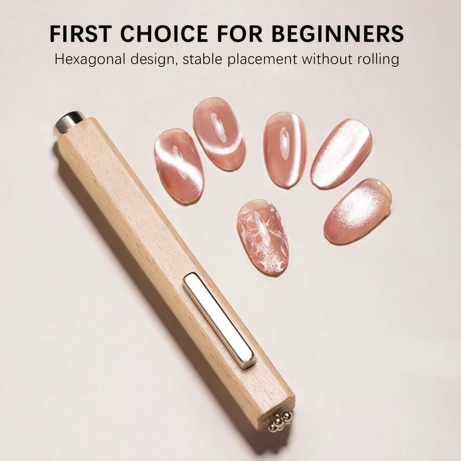 1pc 3-In-1 Cat Eye Effect Gel Nail Polish Magnetic Stick, 2pcs Y-Shaped Cat Eye Design Tool, Multifunctional Gel Polishing Nail Art Tool Magnetic, Suitable For Home Salon Manicure DIY - Màu Khaki - Xem 1