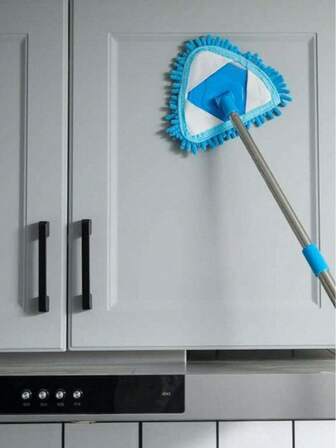 1pc 360° Rotating Triangle Mop Set, Multi-Functional Adjustable Telescopic Handle, Easy Cleaning For Floors, Walls, Tiles And Cars Wet & Dry Use, New Year Dust Removal
