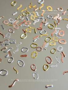 20pcs Punk Style Alloy Nail Art Decorations, Mixed Gold & Silver Hollow Asymmetrical Metal Studs, Minimalist Japanese Nail Accessories Nails - Multicolor - View 11