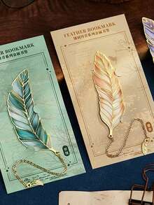 1pc Metal Feather Bookmark, Elegant Creative Bookmark, Stationery Gift, School Supplies, Back To School Season - Multicolor - View 6