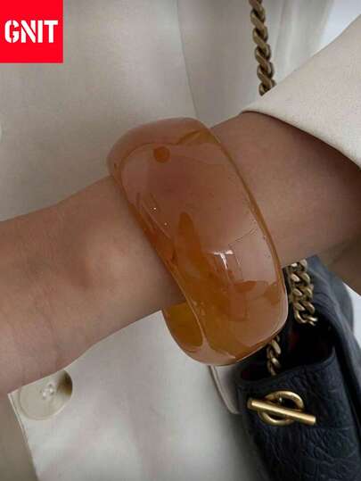 GNIT 1pc/3pcs/Set Bohemian Vintage Asymmetrical Wide Resin Cuff Bracelet, Luxurious Everyday & Party Jewelry Gift For Women (Slight Imperfections And Color Variations In The Resin Bracelet Are Normal) Geometric Pattern Elements, Orderly Textures And Fluctuating Curves