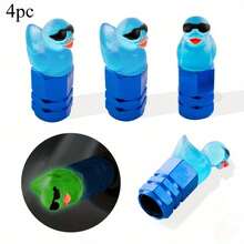 4 Tire Valve Caps - Fashionable Glasses Duck Design, Suitable For Bicycles, Cars, Motorcycles - Multiple Colors Available (White/Green/Pink/Red/Blue/Black/Grey/Orange/Purple) - Durable Plastic Valve Caps - Ideal Decorative Gift For Bicycle Enthusiasts And Drivers, Car Tire Accessories, Fun Design, Vehicle Customization, Sturdy Construction, Must-Have For Car Owners - màu ngẫu nhiên - Xem 5