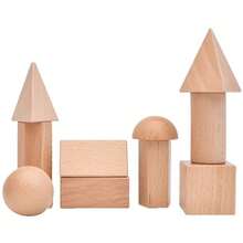 儿童木制几何形状益智玩具套装，立体形状学习玩具，适合作为男孩女孩的生日、学前、圣诞节礼物 - 彩色 - 查看 8