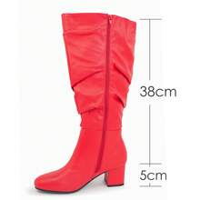 Bottes et bottines larges pour femmes - PU rouge - Voir 3