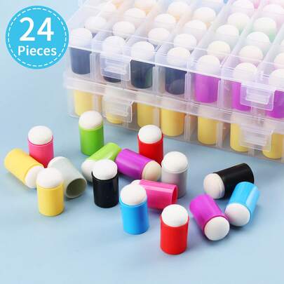 24PCS Sponge Daubers For Crafting - Great For Applying Ink, Chalk, Paint, And More - Applicator For Stenciling, Sponging, And Creating Detailed Effects