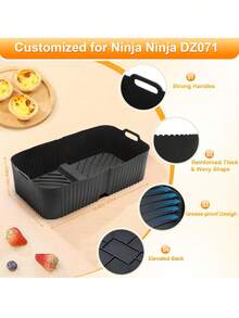 1set Air Fryer Accessories Silicone Inner Tray Set Square Non-Stick Baking Tray For Home Cake Baking Rectangular Silicone Oven Tray - Multicolor - View 4