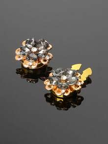 2 piezas Conjunto de botones con flor de cristal en forma de corazón, accesorios decorativos para puños de camisa, broches de solapa florales elegantes y lujosos, broches de botón sin costura, accesorios de moda para ropa, adecuados para bodas, fiestas, negocios, regalos de cumpleaños, regalos navideños DIY - A - Ver 10