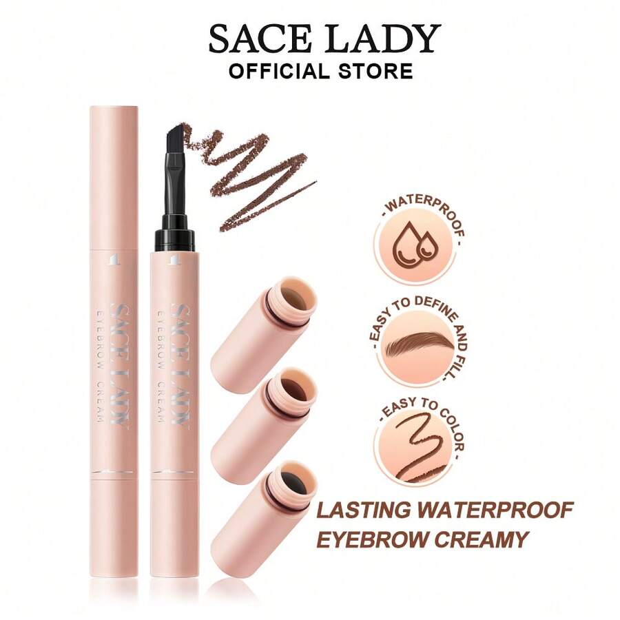 SACE LADY Krim Alis Tahan Air Tahan Lama Gel Alis Tato dengan Kuas Rias Mata - 01 - View 1