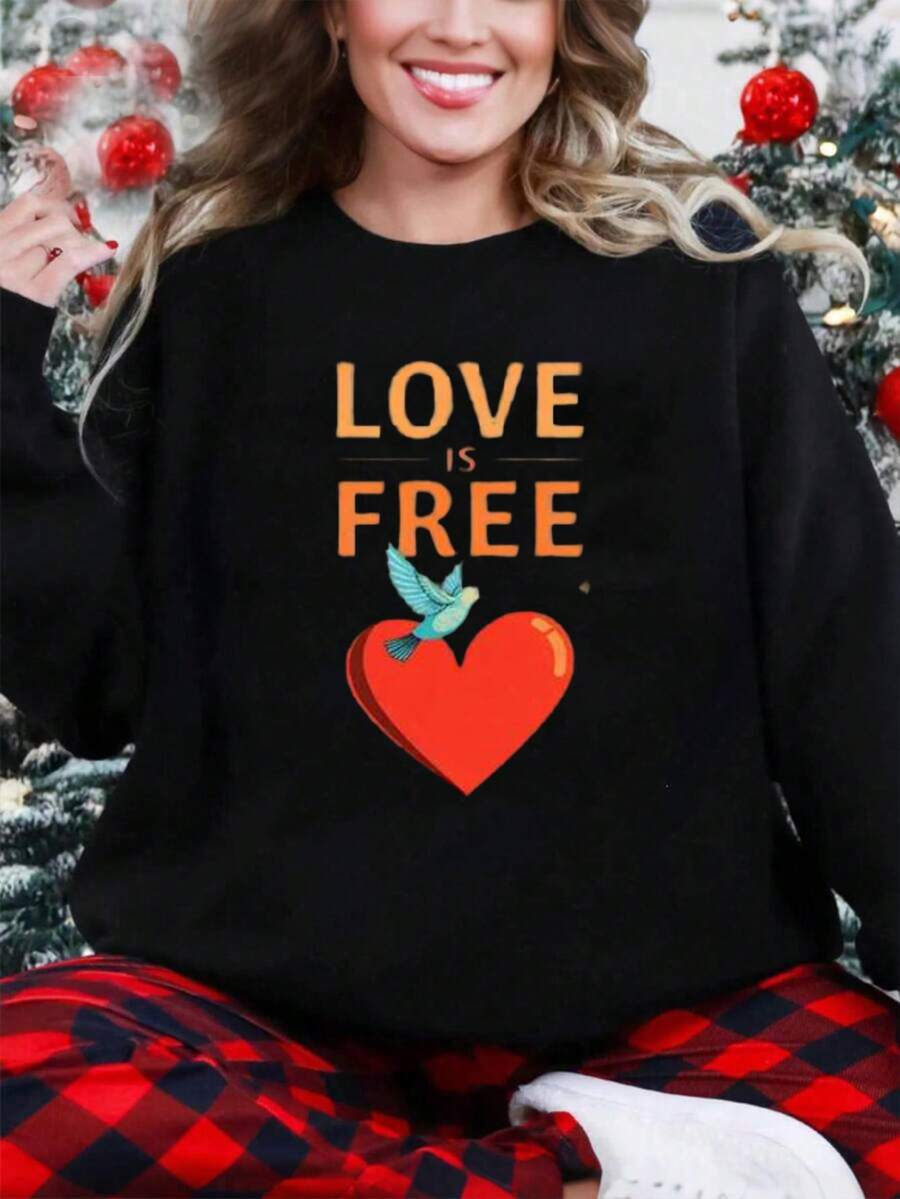 Loveisfree Print Hoodie - Long Sleeve, Knit Fabric, Relaxed Fit, Full Size, Fashionable Graphic Print, Perfect For Casual Outings And Daily Wear, Black White Red Grey Navy,Fall Hoodies,Men's Fall Clothes,Street Wear,Halloween,Mens Hoodies,Y2k Clothes,Jesus Hoodie,Thanksgiving Day,Nightmare Before Christmas,Christmas - Black - View 1
