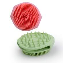 Cepillo de Baño de Silicona de Doble Cara para Niños, Adecuado para Lavar el Cabello y Bañarse, Cepillo para Frotar la Espalda, Cepillo Exfoliante de Silicona - Violeta - Ver 4