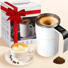 Akane 智能搅拌杯，大容量，磁吸旋转杯，电池供电咖啡杯，便携式，带LED温度显示的自动搅拌杯，可充电自动搅拌杯，带盖自搅拌杯，适合在办公室混合咖啡和牛奶 - 彩色 - 查看 1