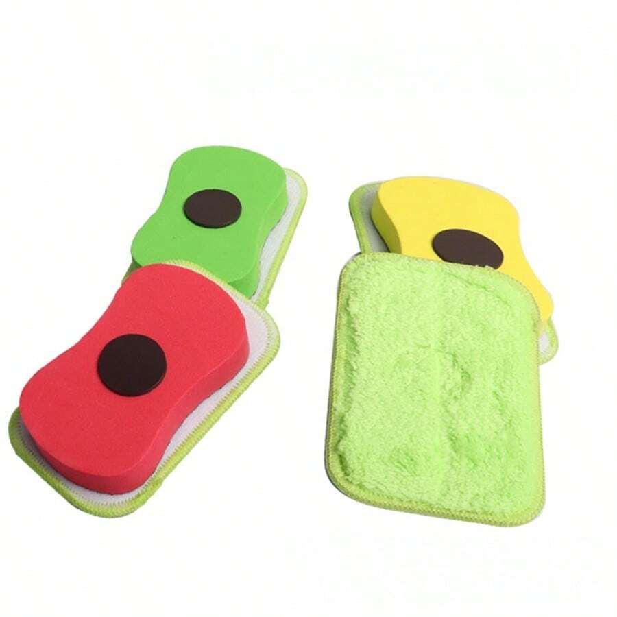 1/4个可重复使用的黑板擦，磁性白板擦，干擦擦，适用于粉笔痕迹，家居办公用品