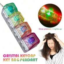 Keyboard Fidget Toy Various Colors, Keyboard Fidget Keychain Softly Keyboard Decompression Button Finger Clicker Toys, Keychain Button Stress Relief Fidget Gifts To Relief Stress - Trong suốt + Xanh lam - Xem 11