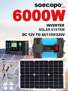6000W逆变器100A控制器5V太阳能电池板智能手机汽车充电露营家用太阳能发电系统完整套装房车 - SEP-18K-XB6000 - 查看 1