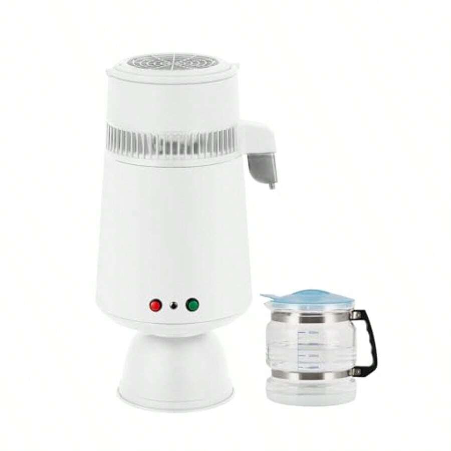 Destilador de agua - Filtro purificador de agua pura de 4 L (1,05 galones), generador de agua destilada de 750 W, de acero inoxidable, para encimeras domésticas, color blanco - Tipo de Enchufe B USA (110-127V) - Ver 1
