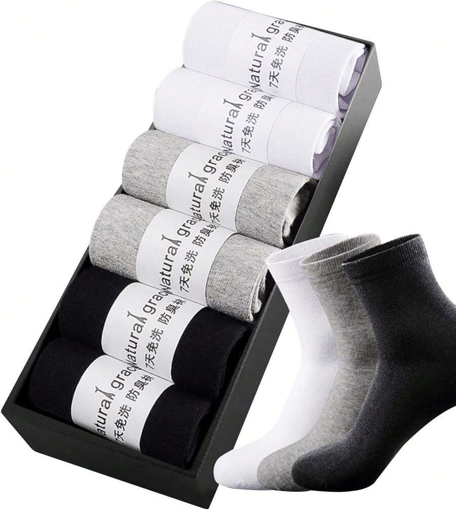 Jueshanzj calcetines de vestir unisex anti-olor Crew Athletic Socks, Calcetines Four Seasons Black2+White2+Grey2, Talla única - 1 - Ver 1