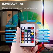 A Smart LED Floor Light, RGB Music Atmosphere Light, With APP Control, Wireless, USB Power Supply, Multi-Color Corner Standing Light, Suitable For Ballrooms, Game Rooms, Family Parties, Festivals, Living Room Decoration - Non-Waterproof, Non-Battery, With USB Port - RGB - 查看 4
