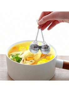 Stainless Steel Ball Ball Soup Seasoning Tea Flavor Hot Pot Leakage Kitchen Gadget - Silver - View 6