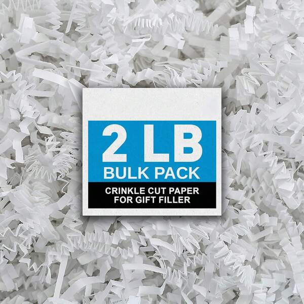 2LB Crinkle Cut Paper, Shred Packing Grass Cushion Paper Streamer For All Occasions, Gift Baskets - Perfect For Christmas Wedding Birthday Bridesmaid Engagement Craft Gift Boxes Bags Basket Filler Decoration Shredded Paper Filler, Christmas Gifts, Christmas Stuffers & More (White/Pink/Black)