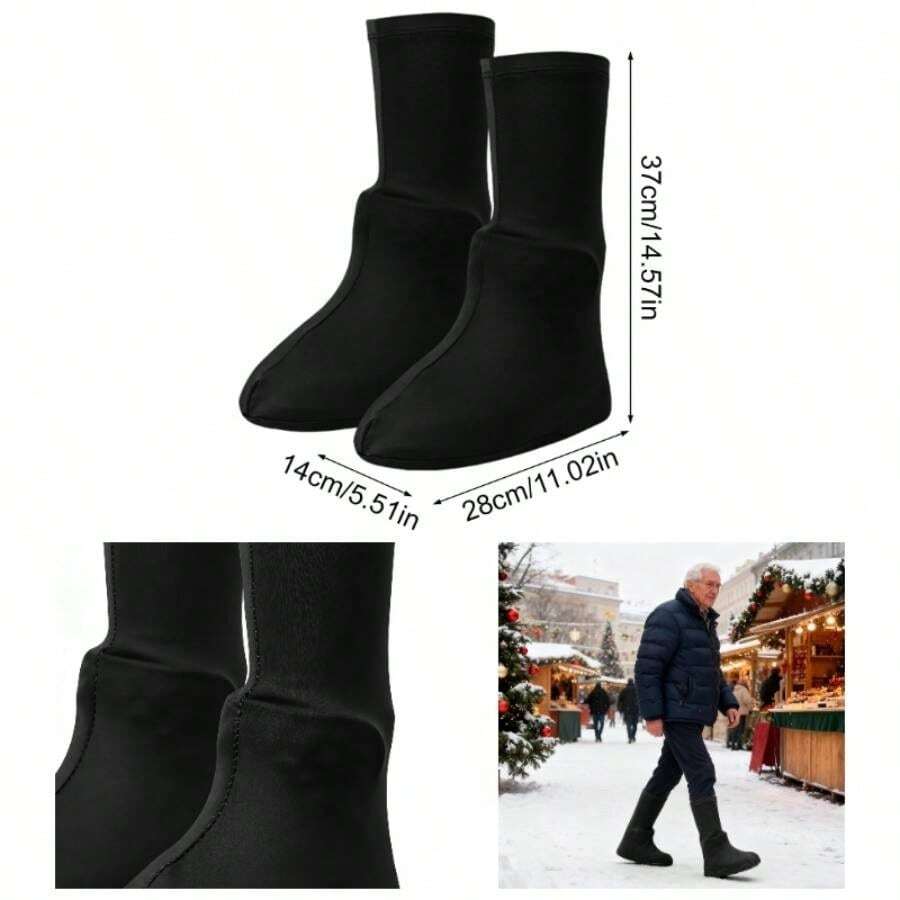 Shoe Covers Reusable u2013 High Top Anti Friction Protector with Moisture, Men and Women, Cycling, Camping, Fishing, Outdoor Activities, Work, 14.57 Inches - Negro - Ver 1