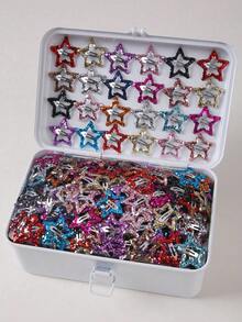 10/25pcs Colorful Shiny Star Hair Clips, Girls Hip Hop Personalized Design Hair Accessories, Sweet & Cool Fashion Party Hair Decorations - Multicolor - View 3