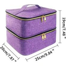 MX   Meichoon Organizador de transporte de esmalte de uñas Estuche de almacenamiento de 2 capas con compartimento ajustable para botellas gel herramientas de manicura Bolsa de maquillaje grande Morado - Morado - Ver 3