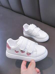 1双女童可爱爱心装饰时尚运动鞋，适合校园、运动、休闲和户外活动，春秋季款 - 白色 - 查看 9