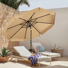 Valance Patio Umbrella For Outdoor Table Market -8 Ribs (10ft, Khaki),10FT,Khaki - 卡其色 - 查看 3