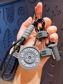 Fitness Set Lanyard, PVC Fitness Series, Soft Rubber Keychain, Barbell And Dumbbell Decor Pendant, Bag Charm And Jewelry Accessories, Couple Pendant, Bridesmaid Gift, Couple's Festival Gift