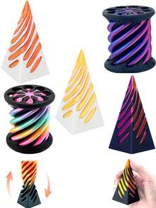 1 pieza/2 piezas Juguete reversible en espiral cónico cilíndrico impreso en 3D, Juguete giratorio de estructura en espiral para escritorio, regalo de fiesta de cumpleaños, accesorio para adolescentes, juguete antiestrés de giroscopio - Multicolor - Ver 9