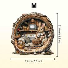 1 pieza Rompecabezas asimétrico de madera con forma de conejo y agujero de árbol, juguete de rompecabezas 2D con forma de animal para niños y adultos. Juego educativo, excelente regalo para fiestas, vacaciones, Navidad y cumpleaños. Decoración de escritorio mágica única y regalo de rompecabezas de madera creativo - Multicolor - Ver 12