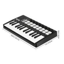 MIDI Keyboard Controller: 25 Key USB Keyboard With 16 Backlit Drum Pads