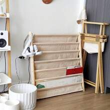 1pc Wooden Bookshelf | Multi-Tier Book Storage Rack, Minimalist Drawing Book Organizer, Floor Magazine Rack, Solid Wood Material, Freestanding, Pine Wood Finish, Natural Wood Color - Multicolor - View 12