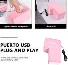 CHENGBAO Boton de Enter Gigante,Baluue Almoh con Tecla Enter y USB,Tecla Enter Gigante para Oficinas,Almoh de Mesa,Juguete Antiestrés. (Negro) - Rosa - Ver 2