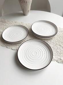 2pcs 7.5-Inch Ceramic Round Patterned Plates, Minimalist Large Dinner Plates, Salad Plates And Steak Plates Tableware Set, Dessert Plates, For Home Kitchen, Dining Room, Parties, Oven And Microwave - Multicolor - View 6