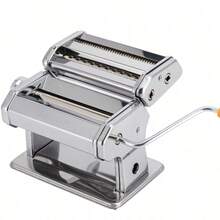Ręczna maszynka do makaronu ze stalową szpulą i obcinarką do makaronu, 6 regulowanymi ustawieniami grubości oraz maszynką o podwójnej szerokości, odpowiednią do makaronu, spaghetti, lasagne i cienkich nitek. - Srebro - Zobacz 7