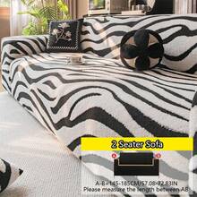 1 pezzo Copri divano in morbido peluche a motivo zebrato, coperta tutto in uno per divano, copri polvere, protettore per divano, antiscivolo, anti graffio, adatto per tutte le stagioni - Bianco - Visualizzare 7