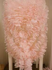 MEHELANY 12pcs/Set 3.28ft Pink Artificial Wisteria Hanging Decor, Artificial Wisteria Vines Garland, Fake Silk Wisteria Wreath, Faux Flower Hanging Decor, Suitable For Wedding Party Decoration, Artificial Floral Wall Backdrop, Garden Outdoor Decor - Baby Pink - View 7