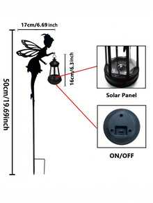 ضوء حديقة خارجي بطاقة شمسية، تمثال ملاك معدني كبير بوضعية الجلوس، ديكور هلال القمر، مناسب لديكور الحديقة والمساحات الخارجية والفناء والحديقة - Warm light - مشاهدة 6