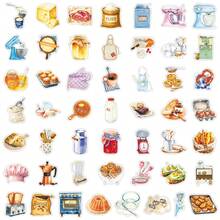 50pcs Cute & Healing Baking Time Food Cartoon Stickers For DIY Phone Case, Water Cup - Multicolor - View 4