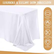 Mantel rectangular blanco de 145 x 260 cm, resistente a las manchas y las arrugas, de poliéster lavable, como regalo para el Día de la Madre, decoración festiva, decoración de mesa de comedor, decoración del hogar, adecuado para buffet, mesa de comedor, mesa de café, fiesta, cumpleaños, café, banquete, picnic, barbacoa, interior, exterior y uso diario, regalos de verano, boda, regreso a la escuela, suministros escolares, decoración de habitaciones - Blanco - Ver 8